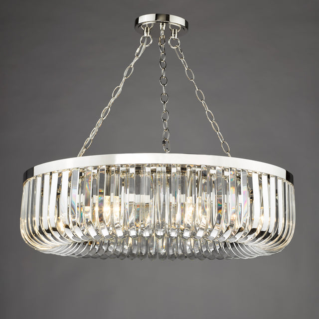 Sigourney 8 Light Pendant Polished Nickel and Crystal