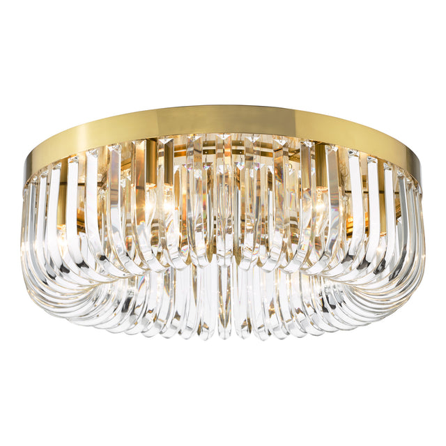 Sigourney 6 Light Flush Satin Gold and Crystal