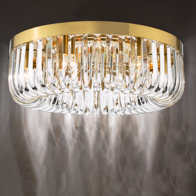 Sigourney 6 Light Flush Satin Gold and Crystal