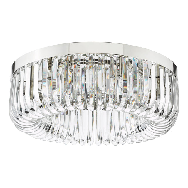 Sigourney 6 Light Flush Polished Nickel and Crystal