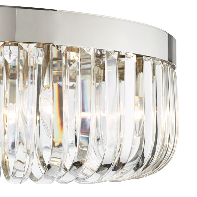 Sigourney 6 Light Flush Polished Nickel and Crystal