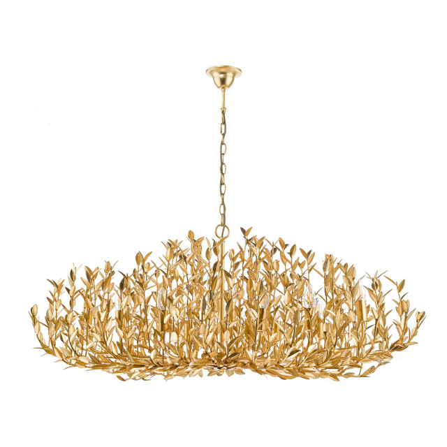 Silvius 12 Light Oval Pendant Gold Leaf