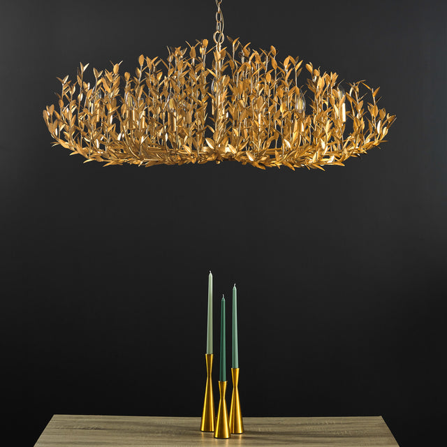 Silvius 12 Light Oval Pendant Gold Leaf