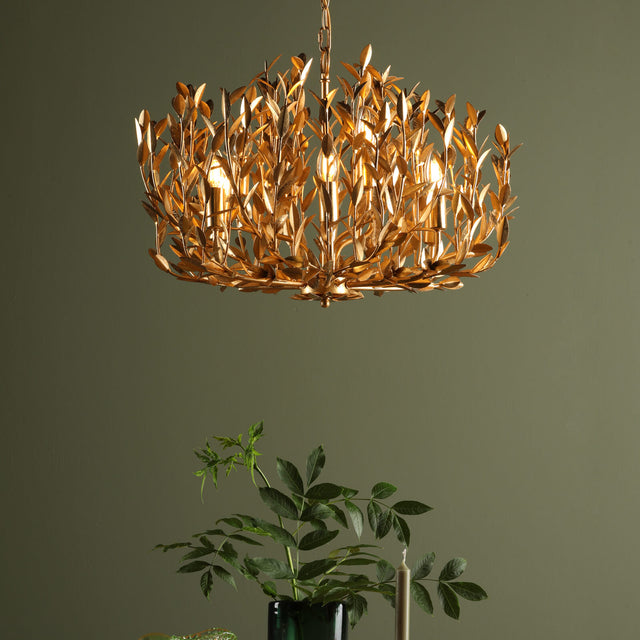 Silvius 9 Light Pendant Gold Leaf