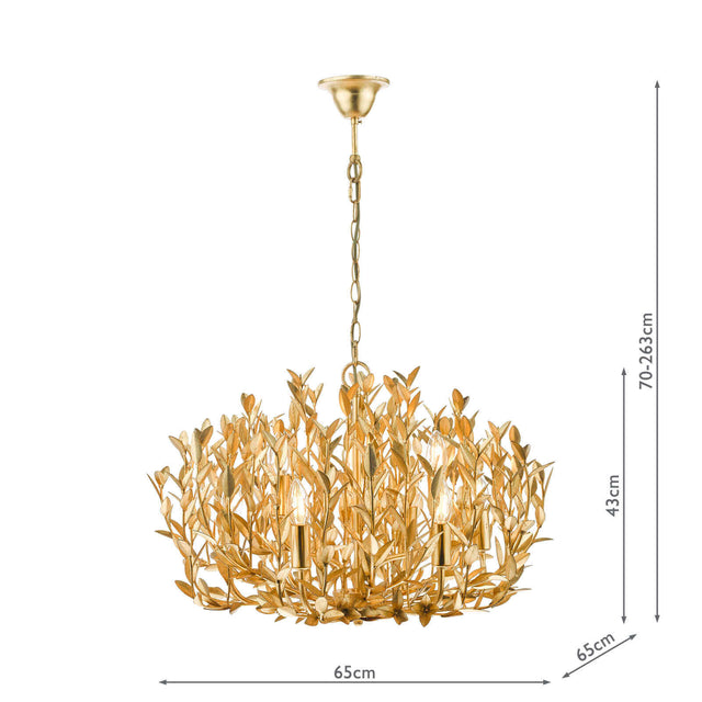 Silvius 9 Light Pendant Gold Leaf