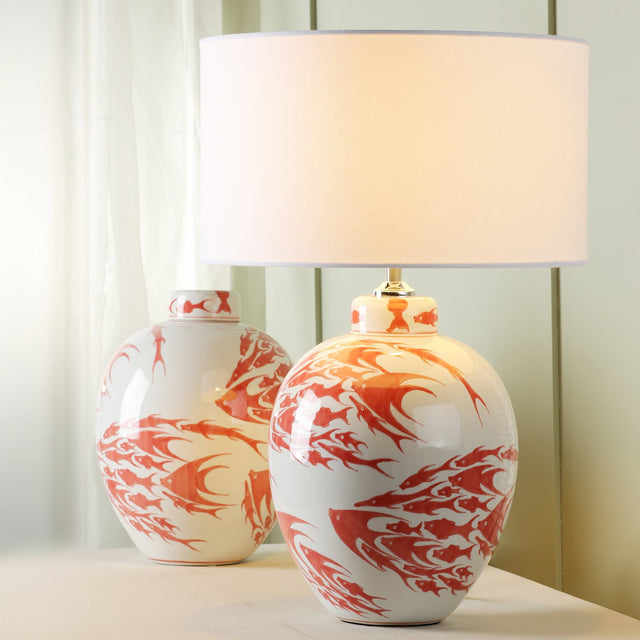 Simone Ceramic Table Lamp Coral & White Fish Pattern Base Only