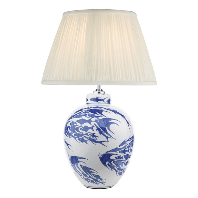 Simone Ceramic Table Lamp Blue & White Fish Pattern Base Only