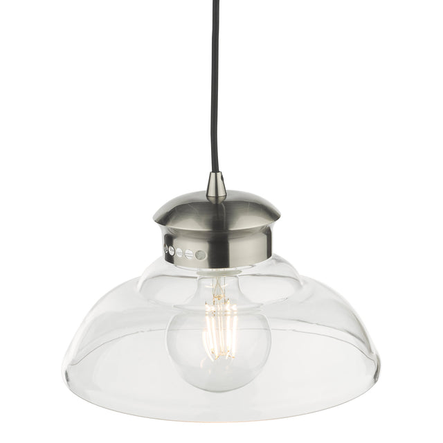 Siren 1 Light Single Pendant Antique Chrome Clear Glass