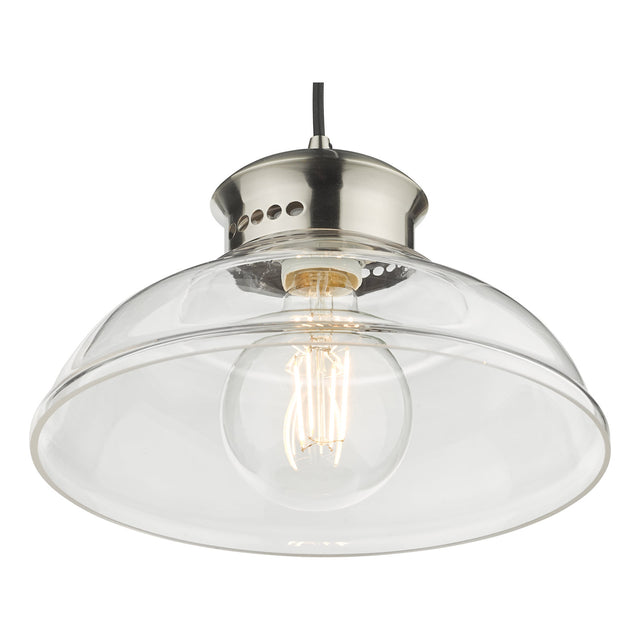 Siren 1 Light Single Pendant Antique Chrome Clear Glass