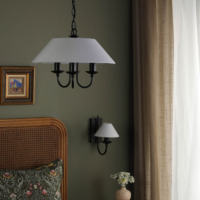 Sivan 3 Light Pendant Matt Black With Shade