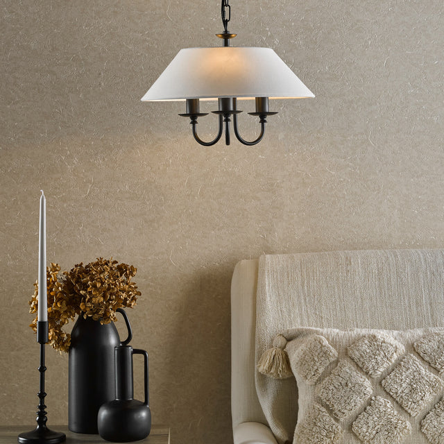 Sivan 3 Light Pendant Matt Black With Shade