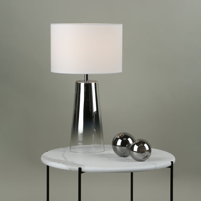 Smokey Table Lamp Clear & Chrome Ombre Glass With Shade