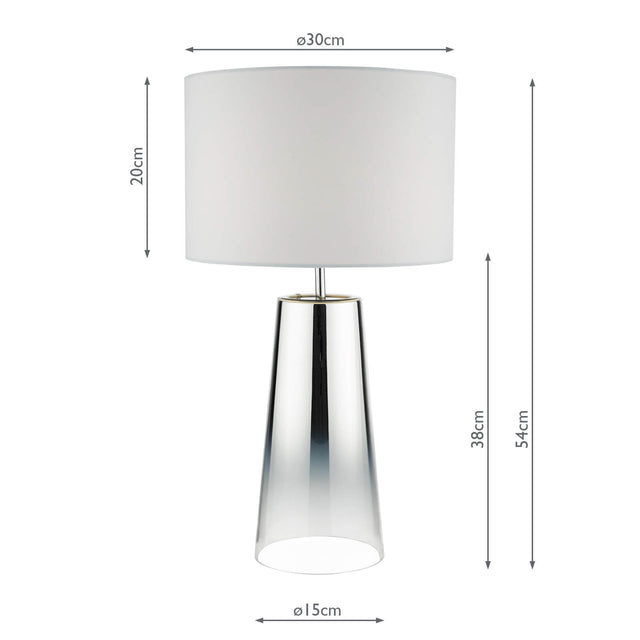 Smokey Table Lamp Clear & Chrome Ombre Glass With Shade