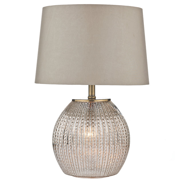 Sonia Dual Light Table Lamp Antique Brass & Silver Glass With Shade