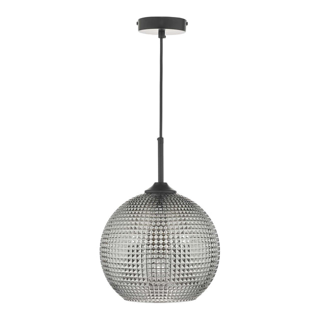 Soren 1 Light Pendant Black And Smoked Textured Glass