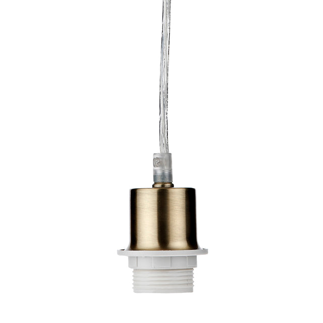 1 Light Antique Brass E27 Suspension With Clear Cable