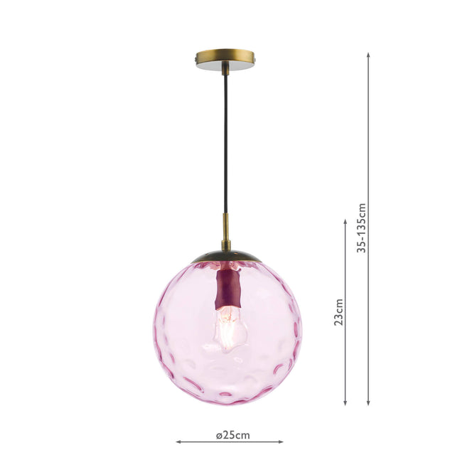 Ripple Pendant Bronze and Pink Glass