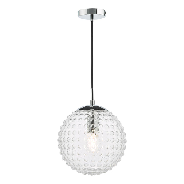 Hobnail Pendant Polished Chrome & Clear Glass