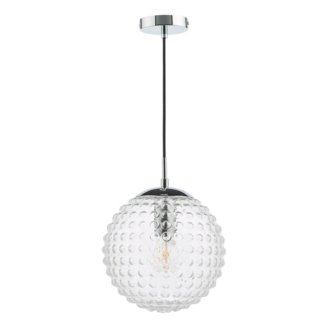 Hobnail Pendant Polished Chrome & Clear Glass