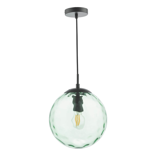 Ripple Pendant Matt Black & Green Glass