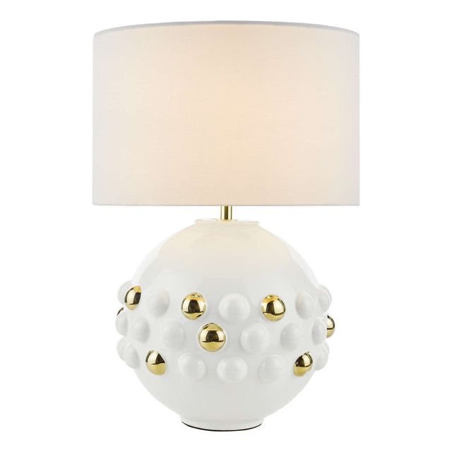 Sphere Table Lamp Gloss White & Gold With Shade