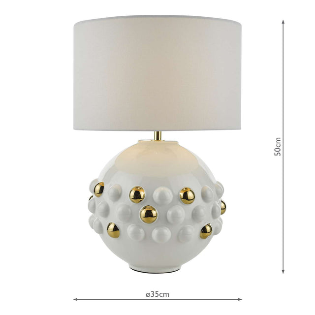 Sphere Table Lamp Gloss White & Gold With Shade