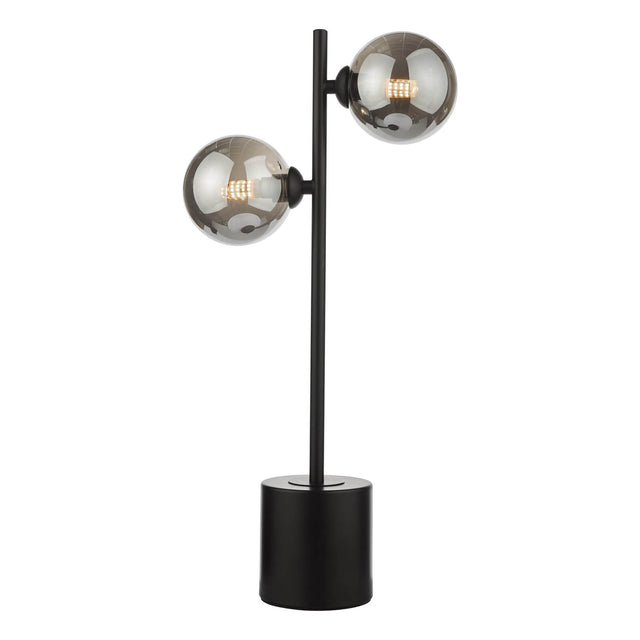 Spiral 2 Light Table Lamp Matt Black Smoked Glass