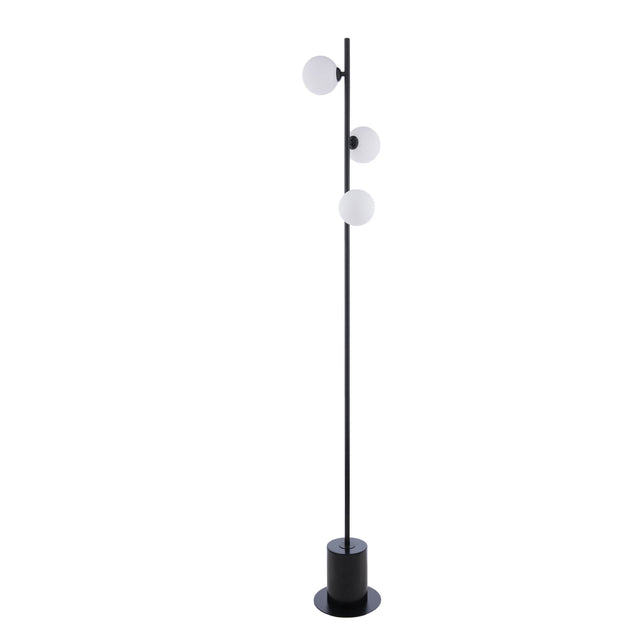 Spiral 3 Light Floor Lamp Matt Black & Opal Glass