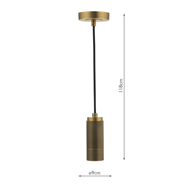 1 Light Knurled Brass E27 Suspension