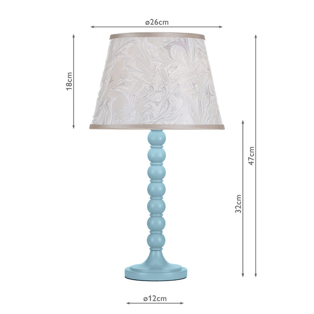 Spool Table Lamp Blue Base Only