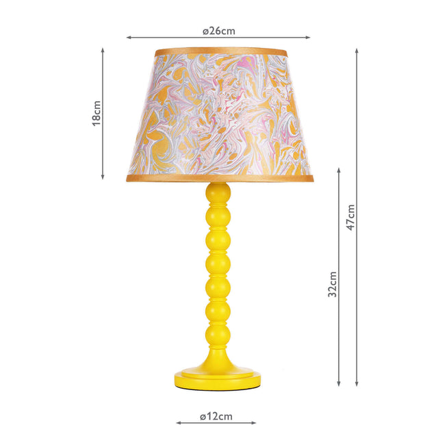 Spool Table Lamp Gloss Yellow Base Only