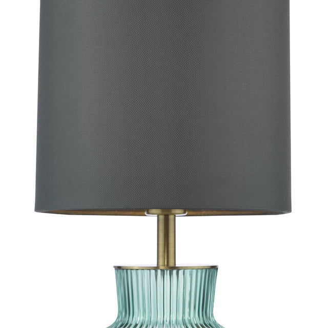 Suelita Table Lamp Green Ribbed Glass and Antique Brass With Shade