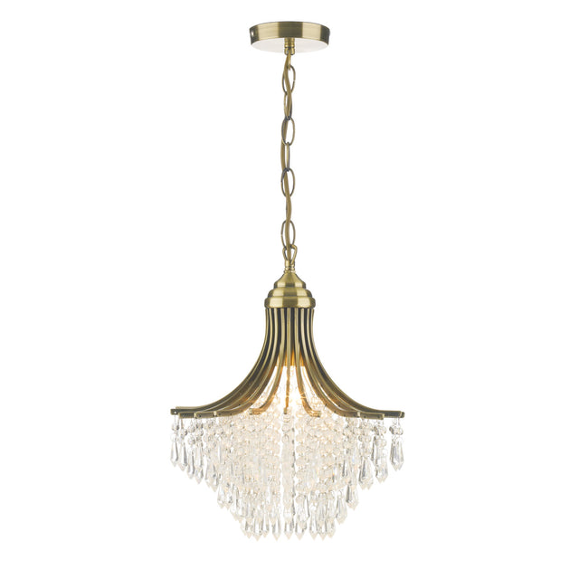 Suri 1 Light Pendant Antique Brass Faceted Glass