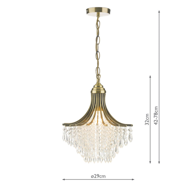 Suri 1 Light Pendant Antique Brass Faceted Glass