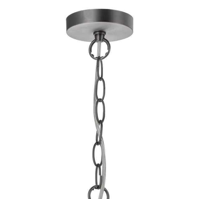 Tack 1 Light Pendant Antique Chrome Textured glass