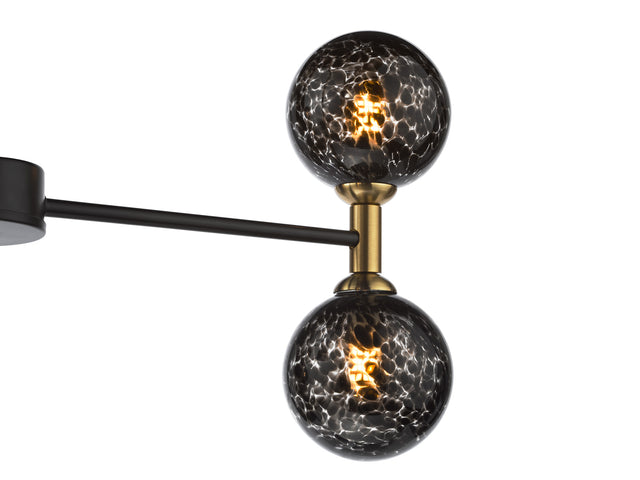 Takara 6 Light Semi-Flush Matt Black and Bronze With Black Confetti Glass