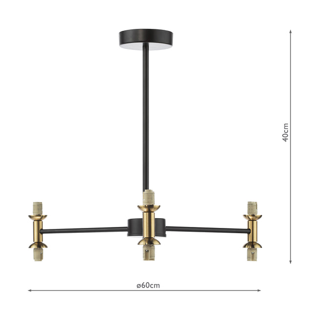 Takara 6 Light Semi-Flush Matt Black and Bronze Fitting Only