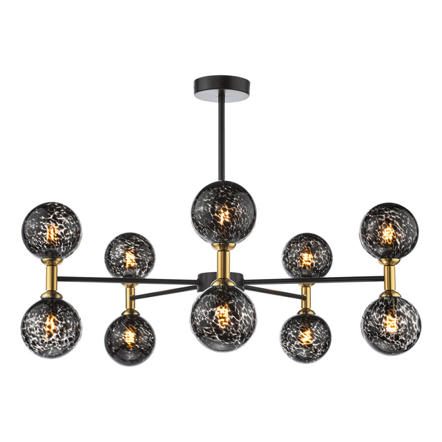 Takara 10 Light Semi-Flush Matt Black With Black Confetti Glass