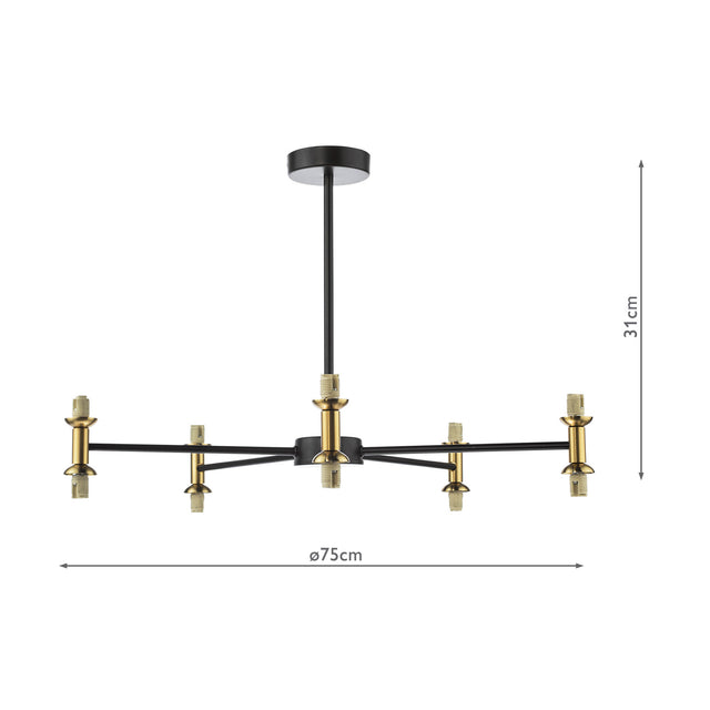 Takara 10 Light Semi-Flush Matt Black and Bronze Fitting Only