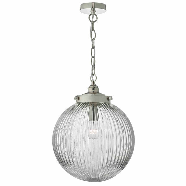 Tamara Pendant Satin Nickel & Ribbed Glass