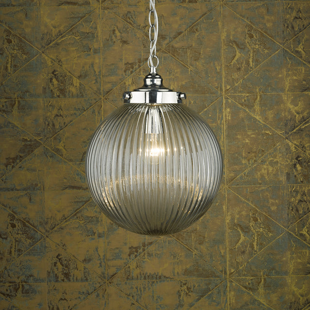 Tamara Pendant Satin Nickel & Ribbed Glass