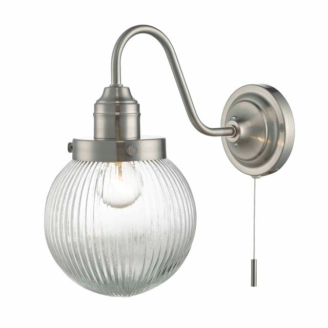 Tamara Wall Light Satin Nickel Ribbed Glass