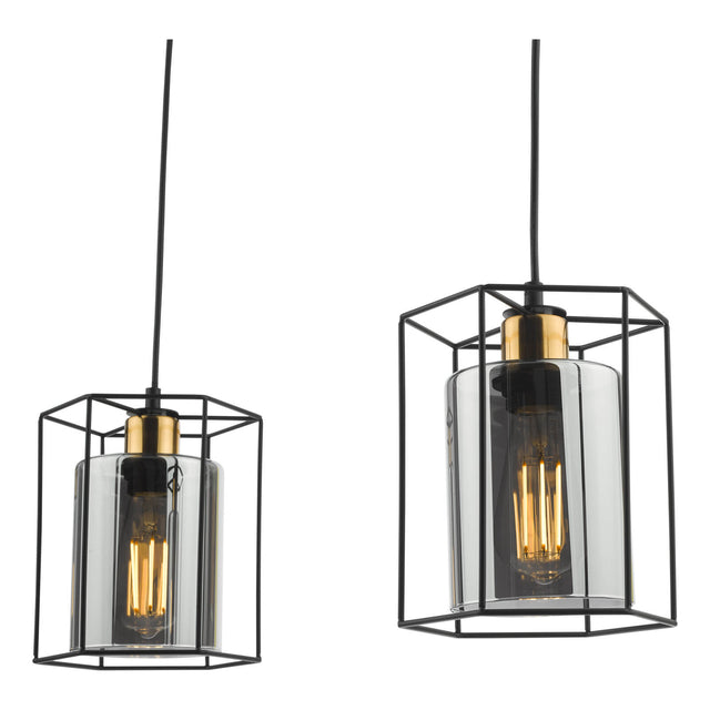 Tatum 3 Light Bar Pendant Matt Black and Smoked Glass