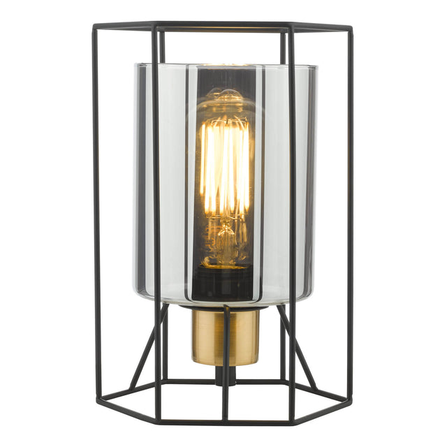 Tatum Table Lamp Matt Black and Smoked Glass