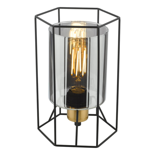 Tatum Table Lamp Matt Black and Smoked Glass