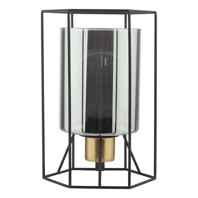 Tatum Table Lamp Matt Black and Smoked Glass