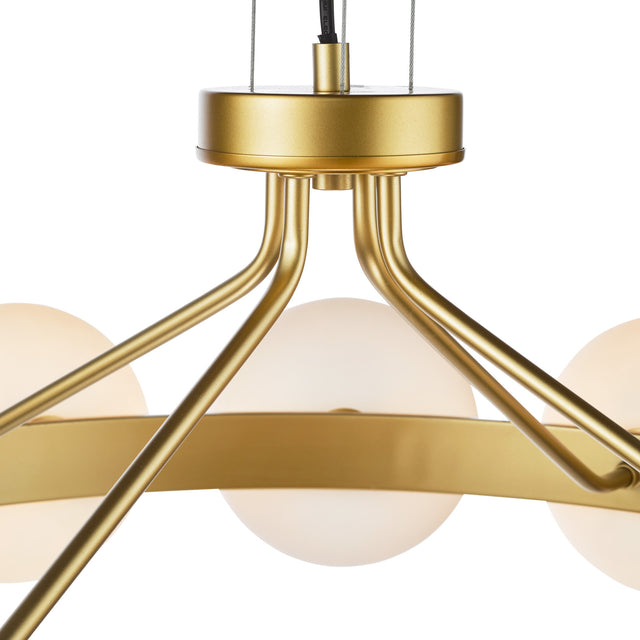 Tauri 12 Light Pendant Matt Gold and Opal Glass