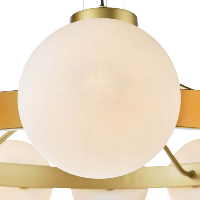 Tauri 12 Light Pendant Matt Gold and Opal Glass