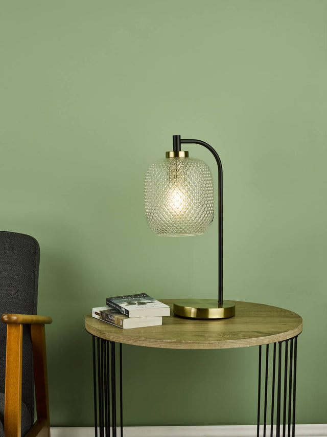 Tehya Table Lamp Matt Black Textured Glass