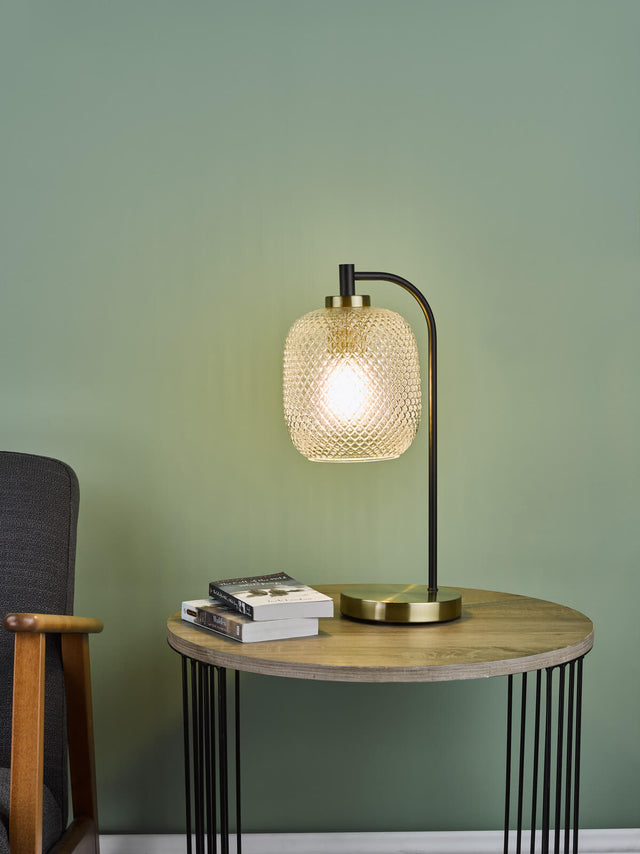 Tehya Table Lamp Matt Black Textured Glass